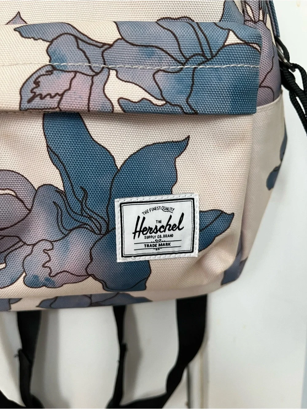 Herschel Supply Company Floral Mini Backpack tan blue flowers STAINS